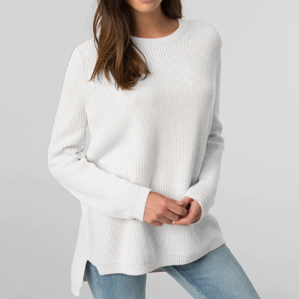 525 America White Ribbed Crewneck Sweater